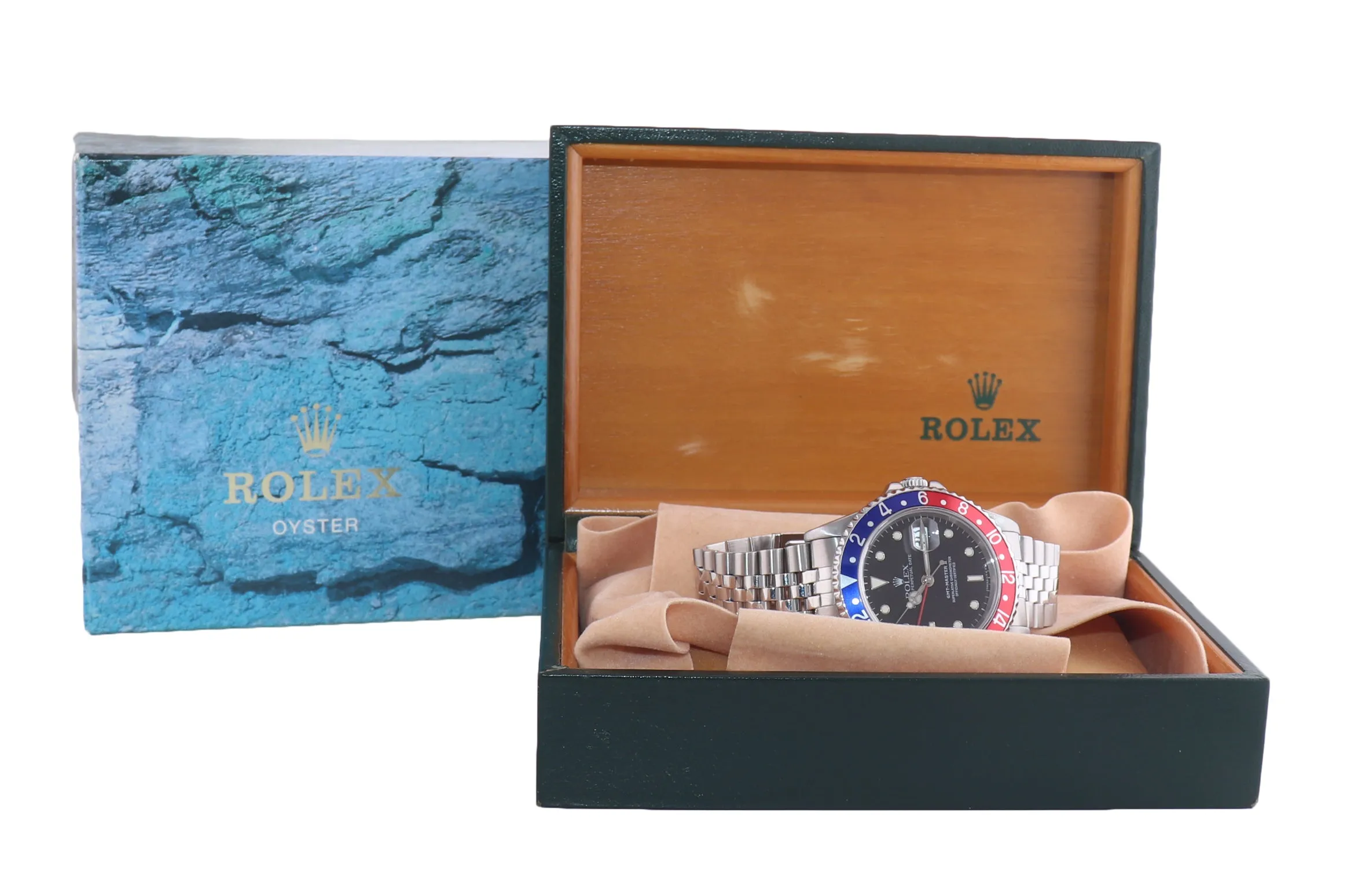 JUBILEE Rolex GMT-Master Tritium Pepsi Blue Red Steel 40mm Watch 16710