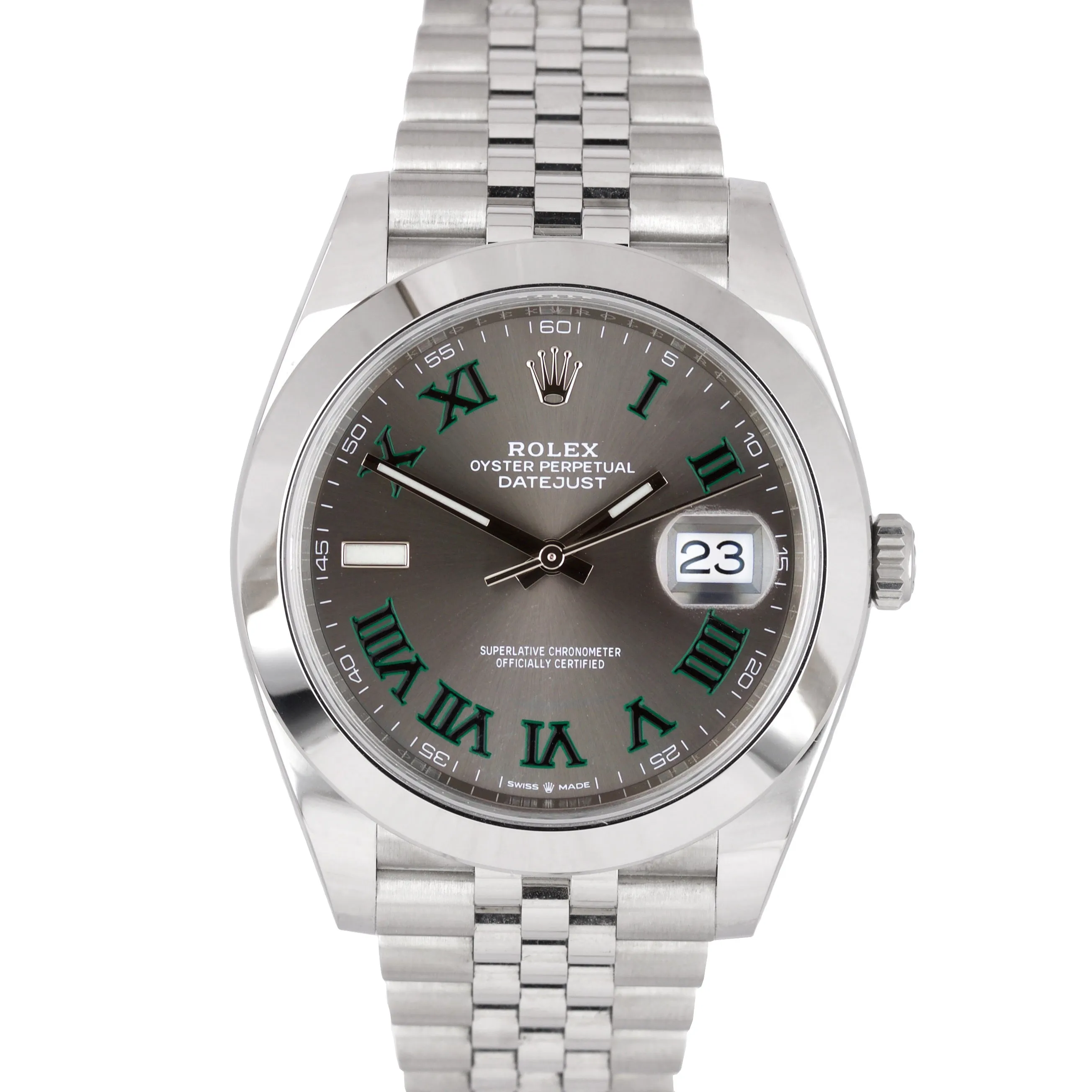 JULY 2019 Rolex DateJust 41 Wimbledon 126300 41mm Smooth Stainless Jubilee Watch