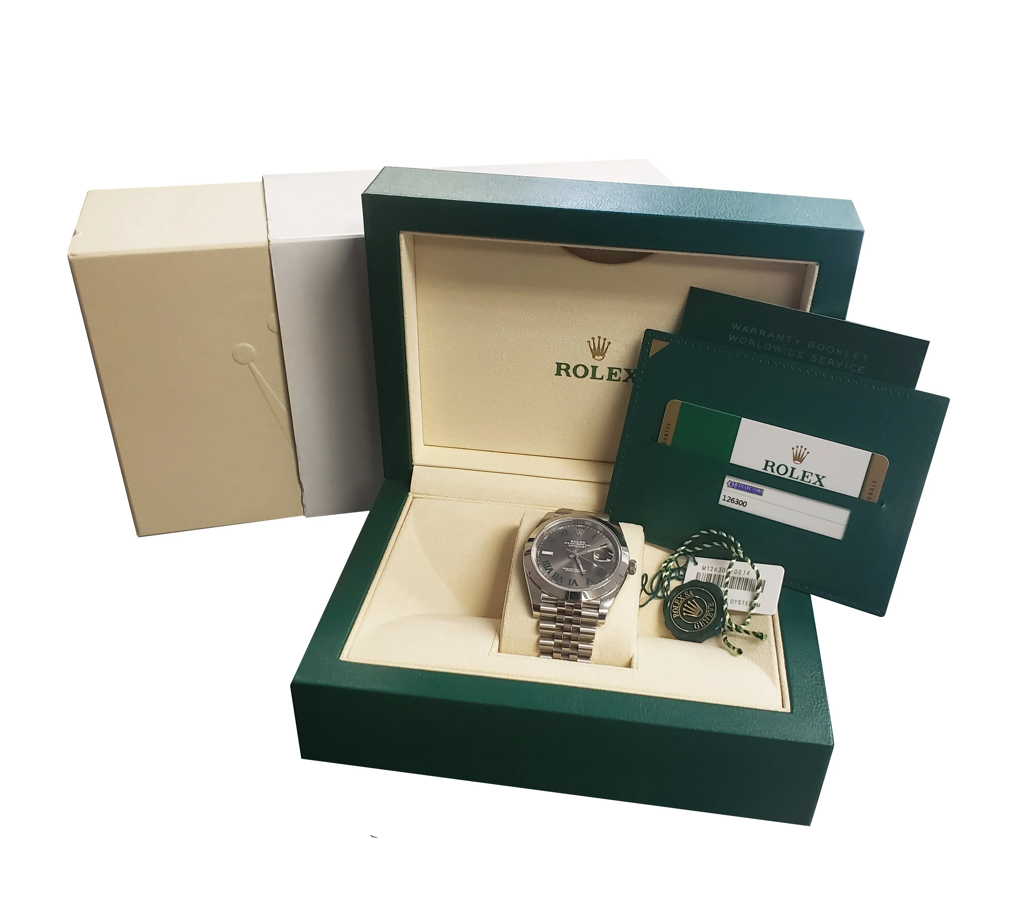 JULY 2019 Rolex DateJust 41 Wimbledon 126300 41mm Smooth Stainless Jubilee Watch