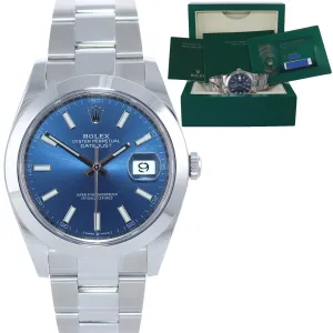 JUNE 2021 NEW PAPERS Rolex DateJust 41 Steel 126300 Blue Roman Oyster Watch Box
