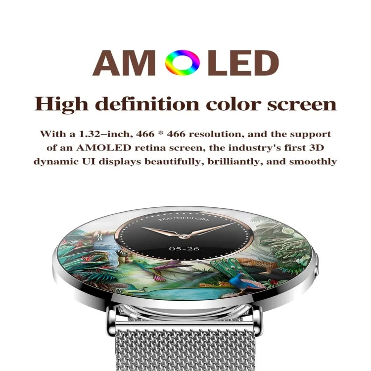 KM88 1.32 inch Color Screen Smart Watch, Support Bluetooth Call / Health Monitoring(Silver)