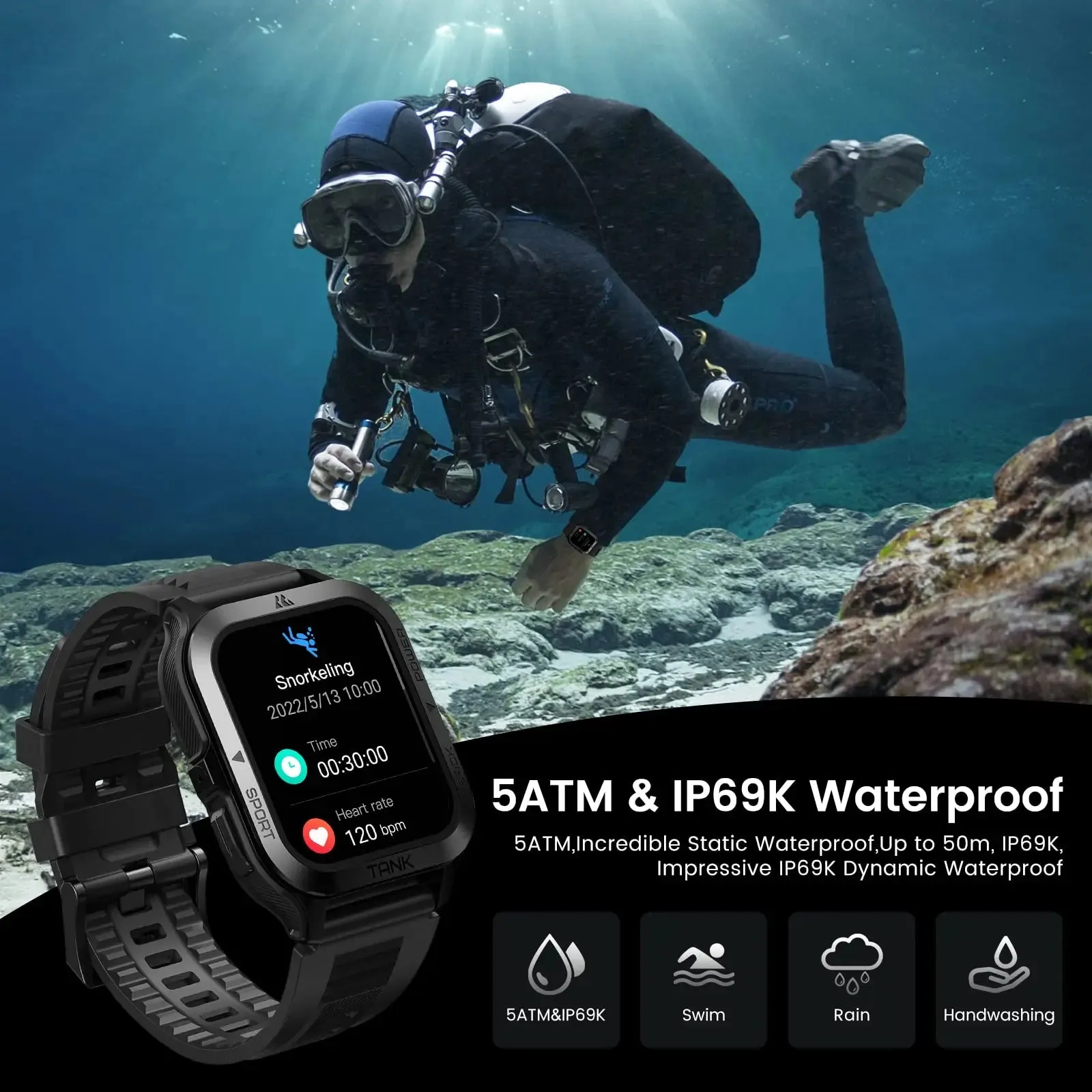 KOSPET Tank M2 1.96" AMOLED Military Style Smart Watch