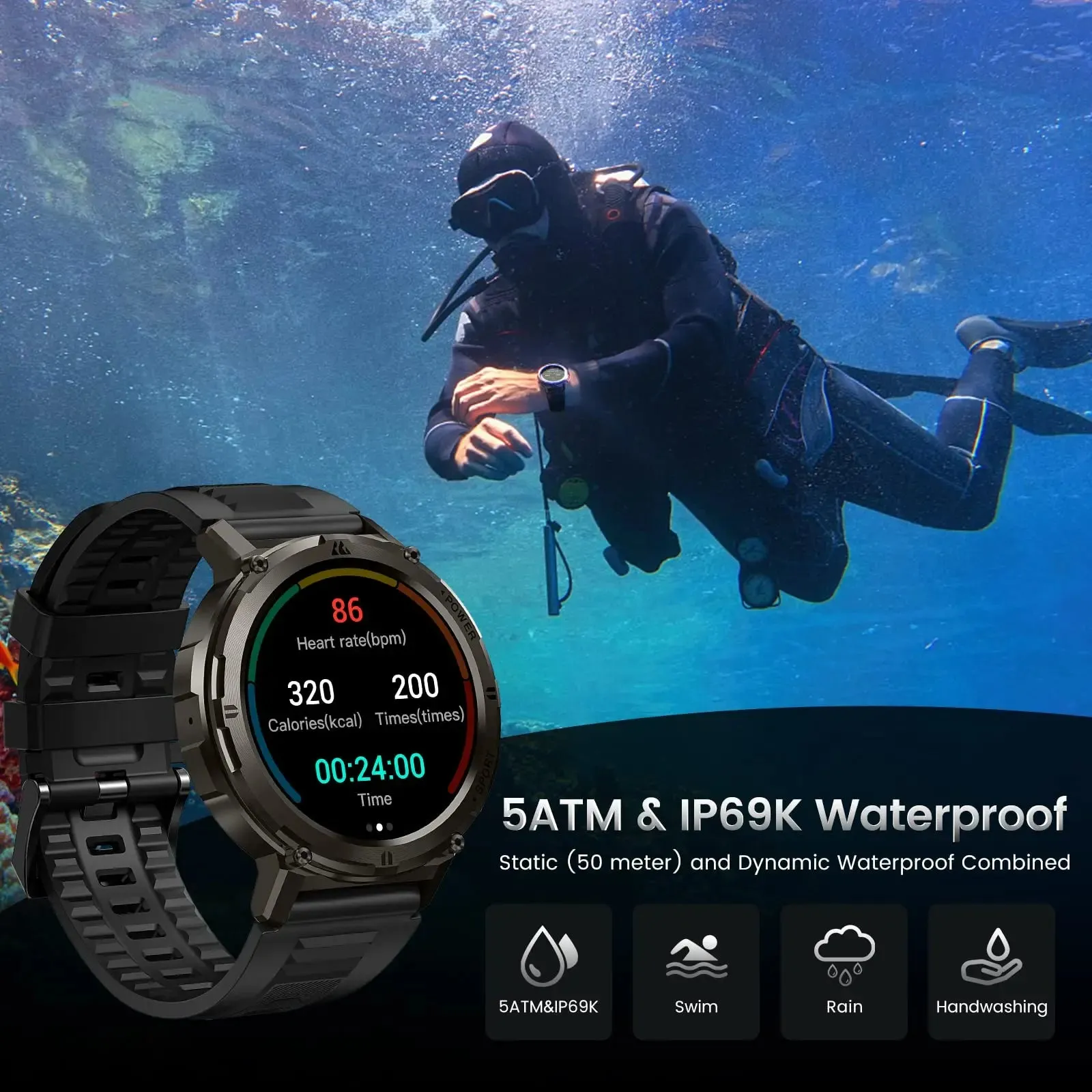 KOSPET Tank T2 Ultra 1.43" AMOLED Smart Fitness Watch