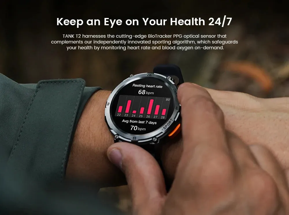 KOSPET Tank T2 Ultra 1.43" AMOLED Smart Fitness Watch