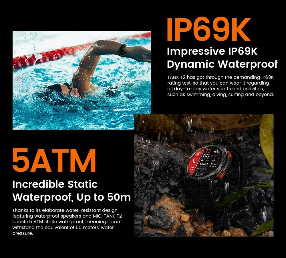 KOSPET Tank T2 Ultra 1.43" AMOLED Smart Fitness Watch
