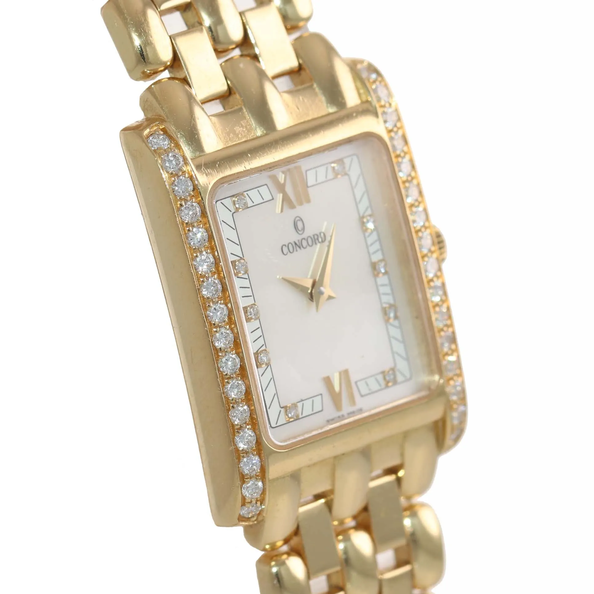 Ladies Concord Veneto 18k Yellow Gold Diamond 51-25-665 MOP Quartz Watch
