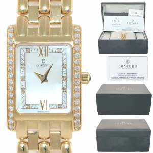 Ladies Concord Veneto 18k Yellow Gold Diamond 51-25-665 MOP Quartz Watch