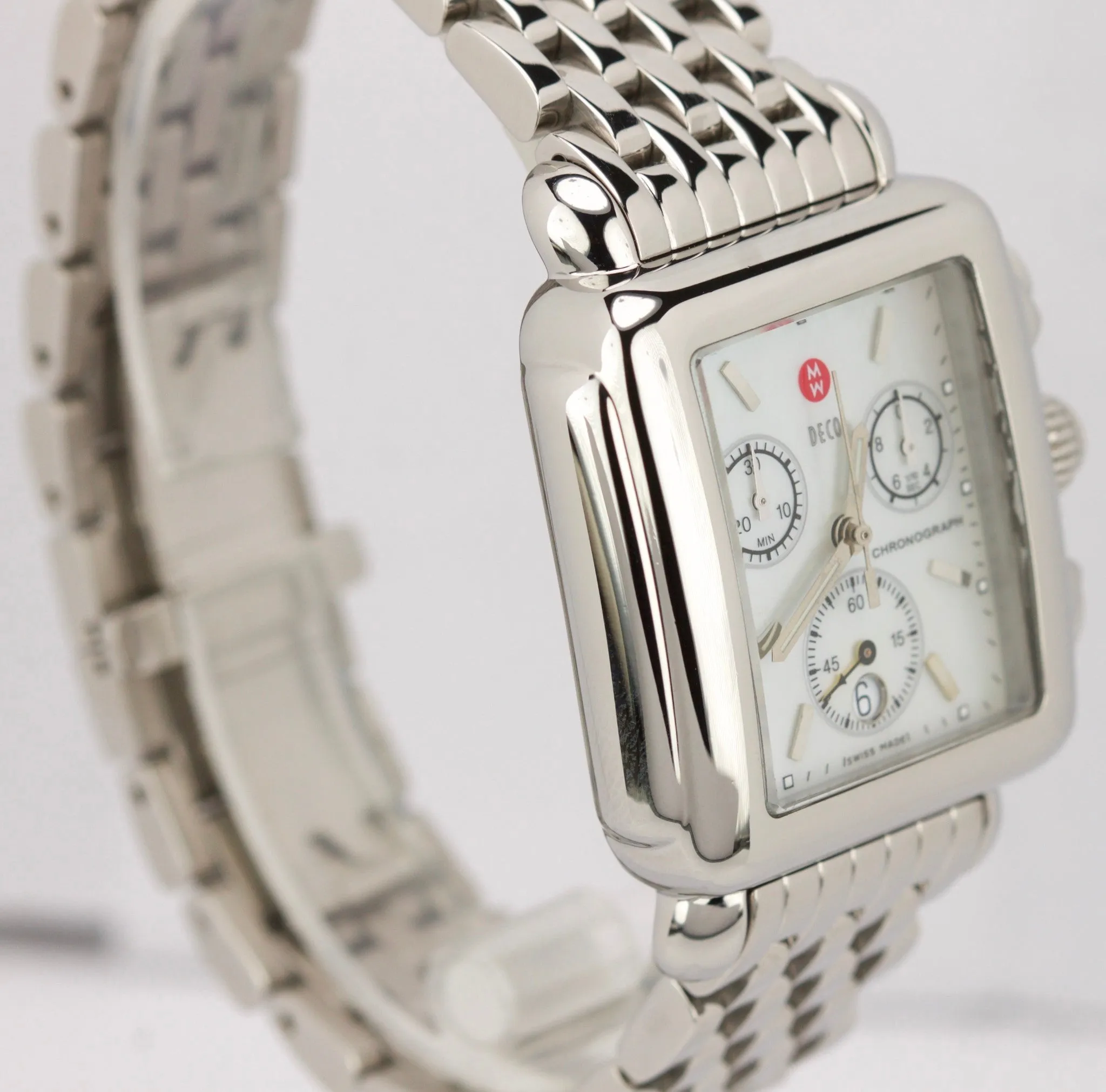 Ladies Michele Deco 29mm MW06A00A0025 Stainless Steel MOP Quartz Chronograph