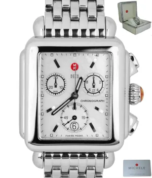 Ladies Michele Deco 29mm MW06A00A0025 Stainless Steel MOP Quartz Chronograph
