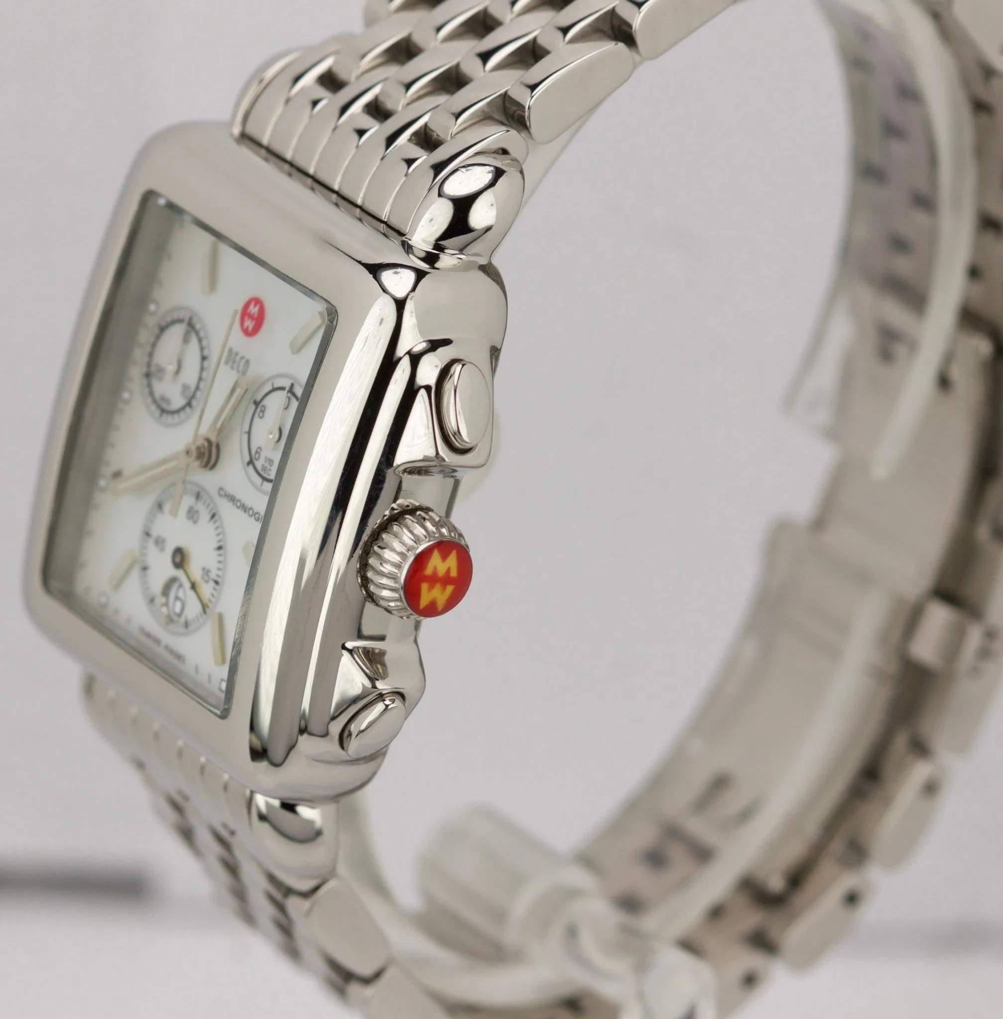 Ladies Michele Deco 29mm MW06A00A0025 Stainless Steel MOP Quartz Chronograph