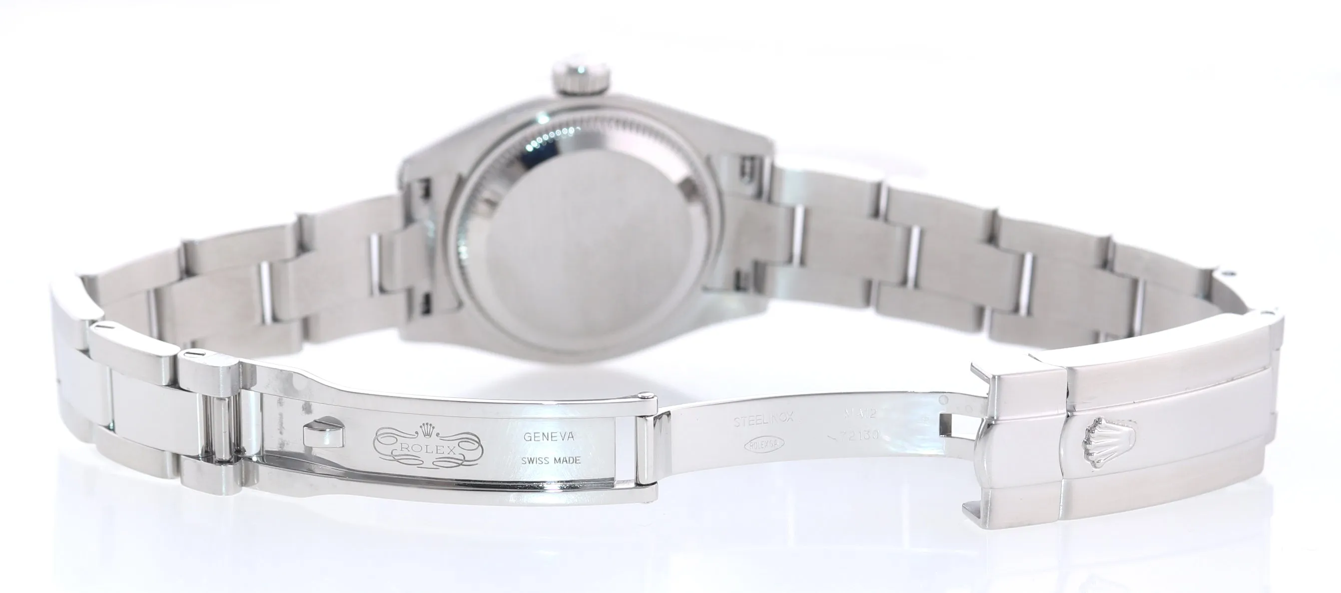 Ladies Rolex DateJust 179174 Diamond Dial 18k White Gold Steel 26mm Watch Box