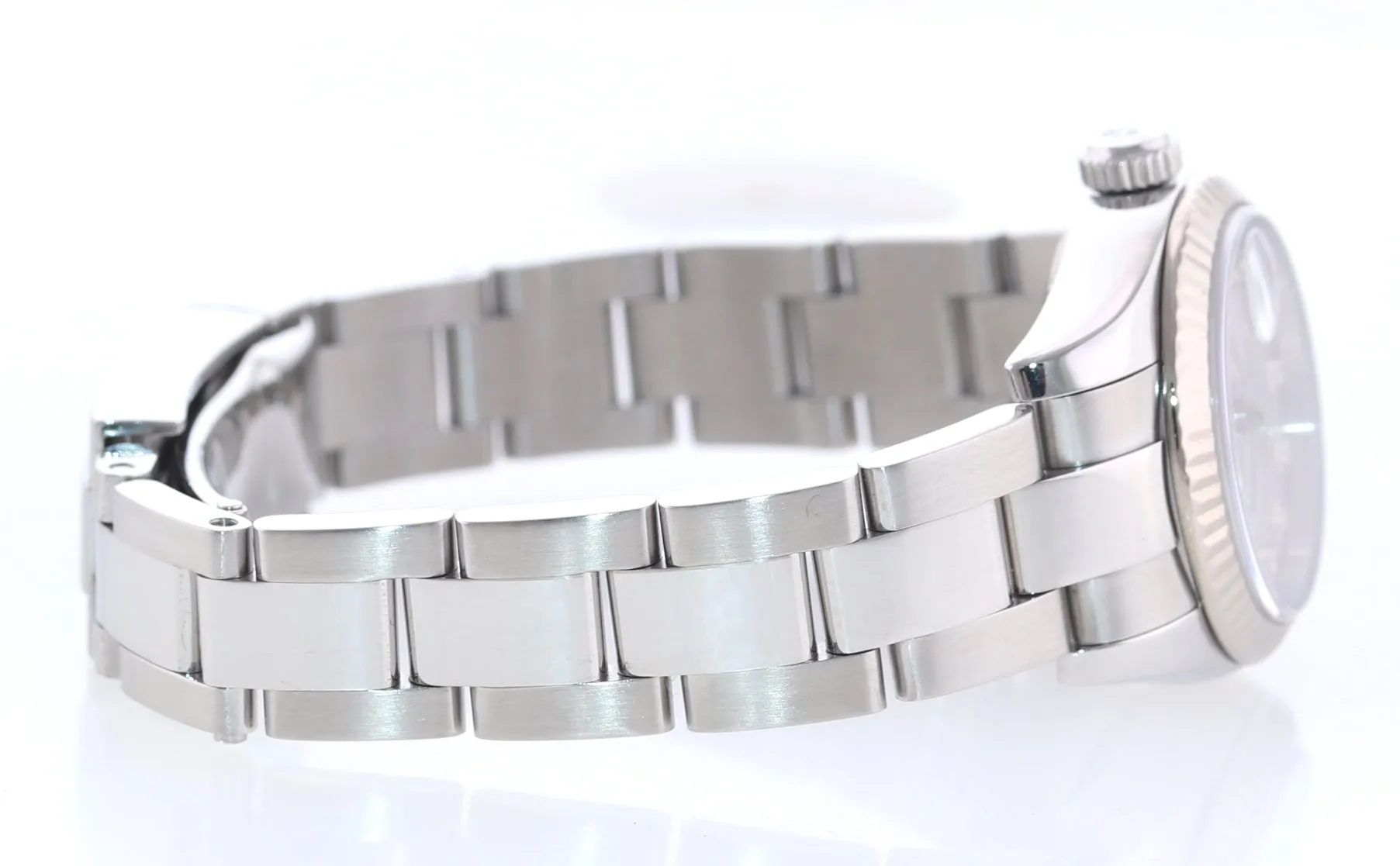 Ladies Rolex DateJust 179174 Diamond Dial 18k White Gold Steel 26mm Watch Box