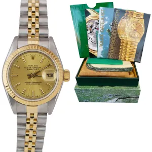 Ladies Rolex DateJust 26mm Jubilee Champagne NO HOLES Two-Tone Gold Watch 69173