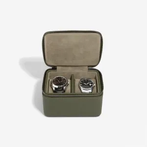 Large Zipped Watch Box - Olive Green - 74578