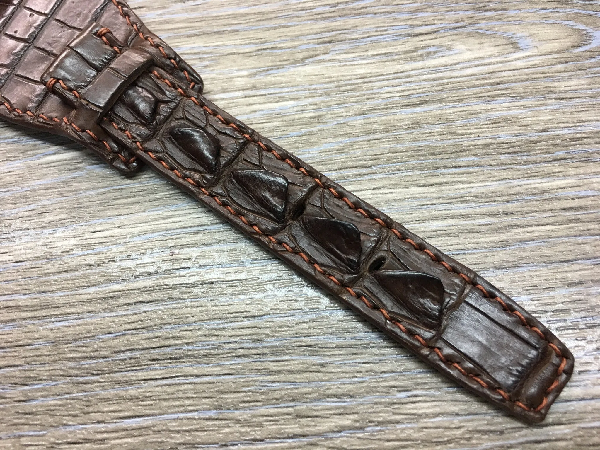 Leather Watch Strap, Full Bund Strap, Alligator Skin Watch band, Anniversary Gift Ideas, Wristwatch band 20mm