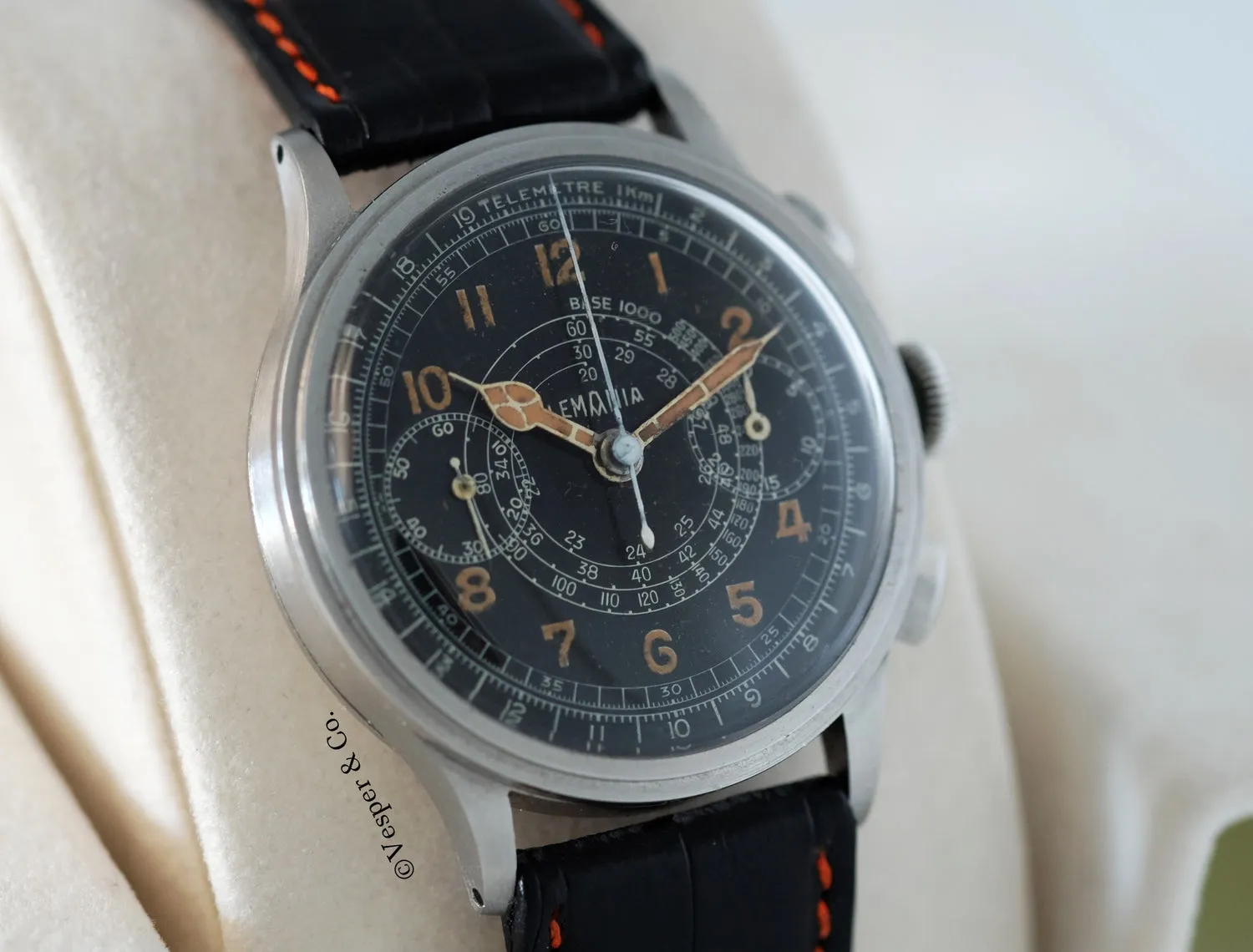 Lemania Chronograph with Telemeter and Tachometer Scales