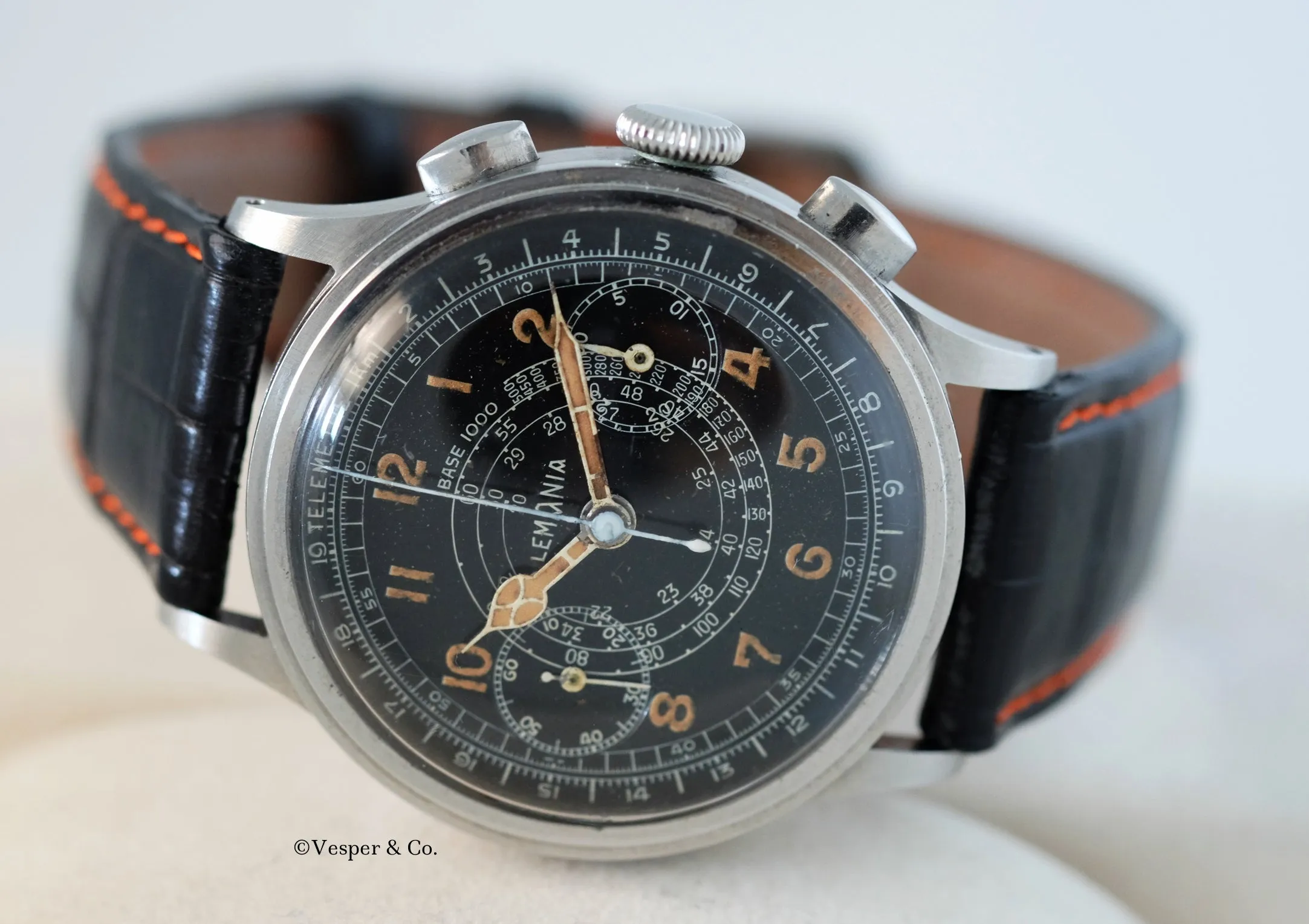 Lemania Chronograph with Telemeter and Tachometer Scales