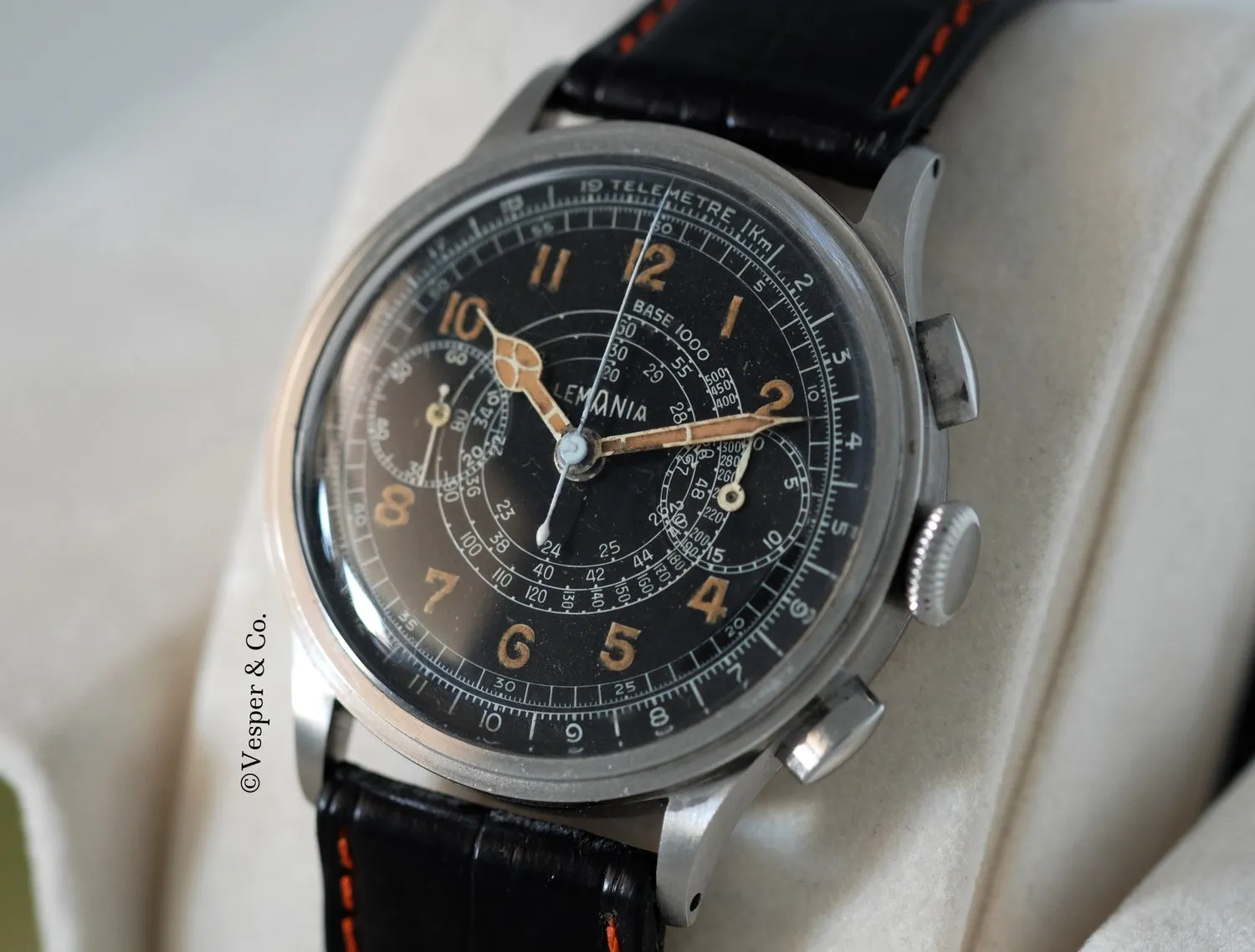 Lemania Chronograph with Telemeter and Tachometer Scales