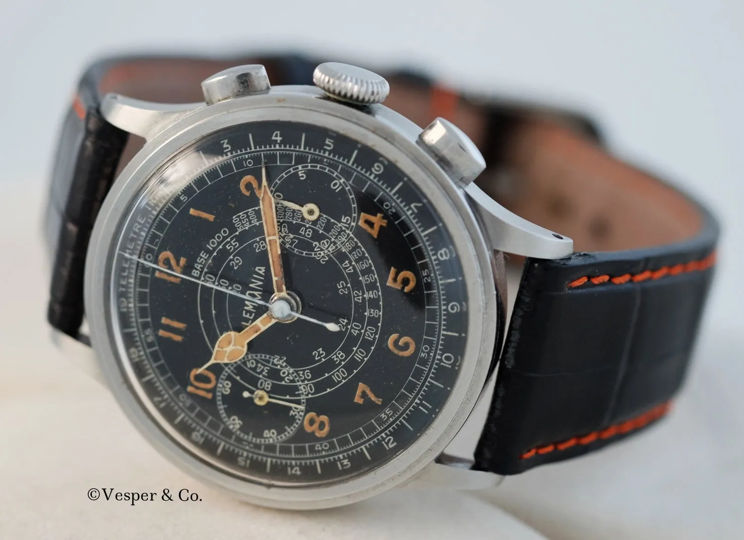 Lemania Chronograph with Telemeter and Tachometer Scales