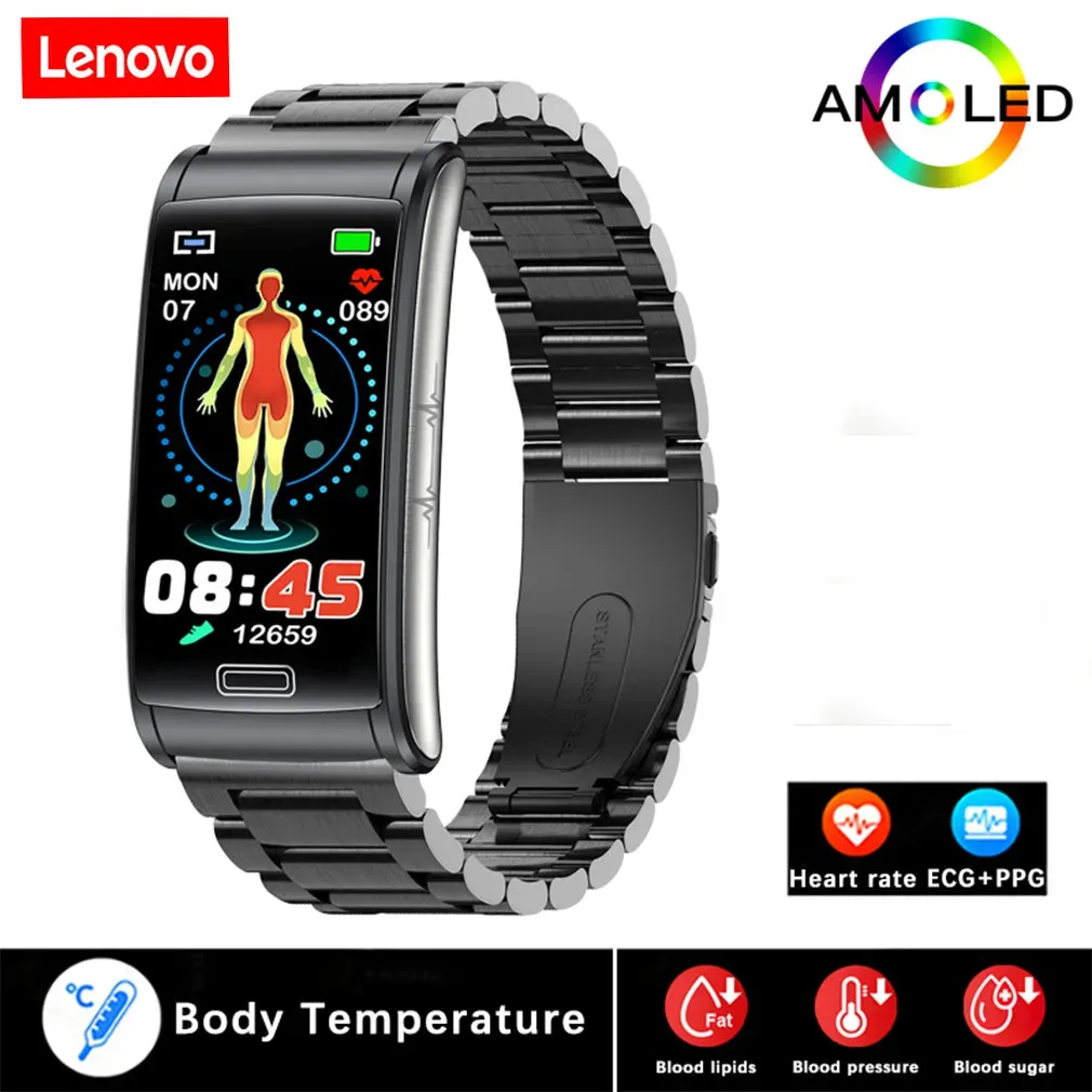 Lenovo New Blood Glucose Health Monitor Smart Bracelet Men Non-invasive ECG PPG Blood Pressure Sport Watch Women For Android IOS
