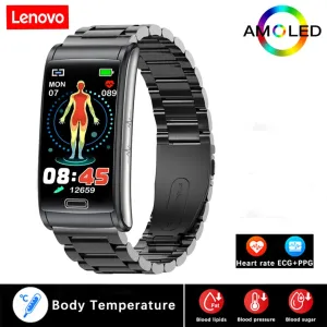Lenovo New Blood Glucose Health Monitor Smart Bracelet Men Non-invasive ECG PPG Blood Pressure Sport Watch Women For Android IOS
