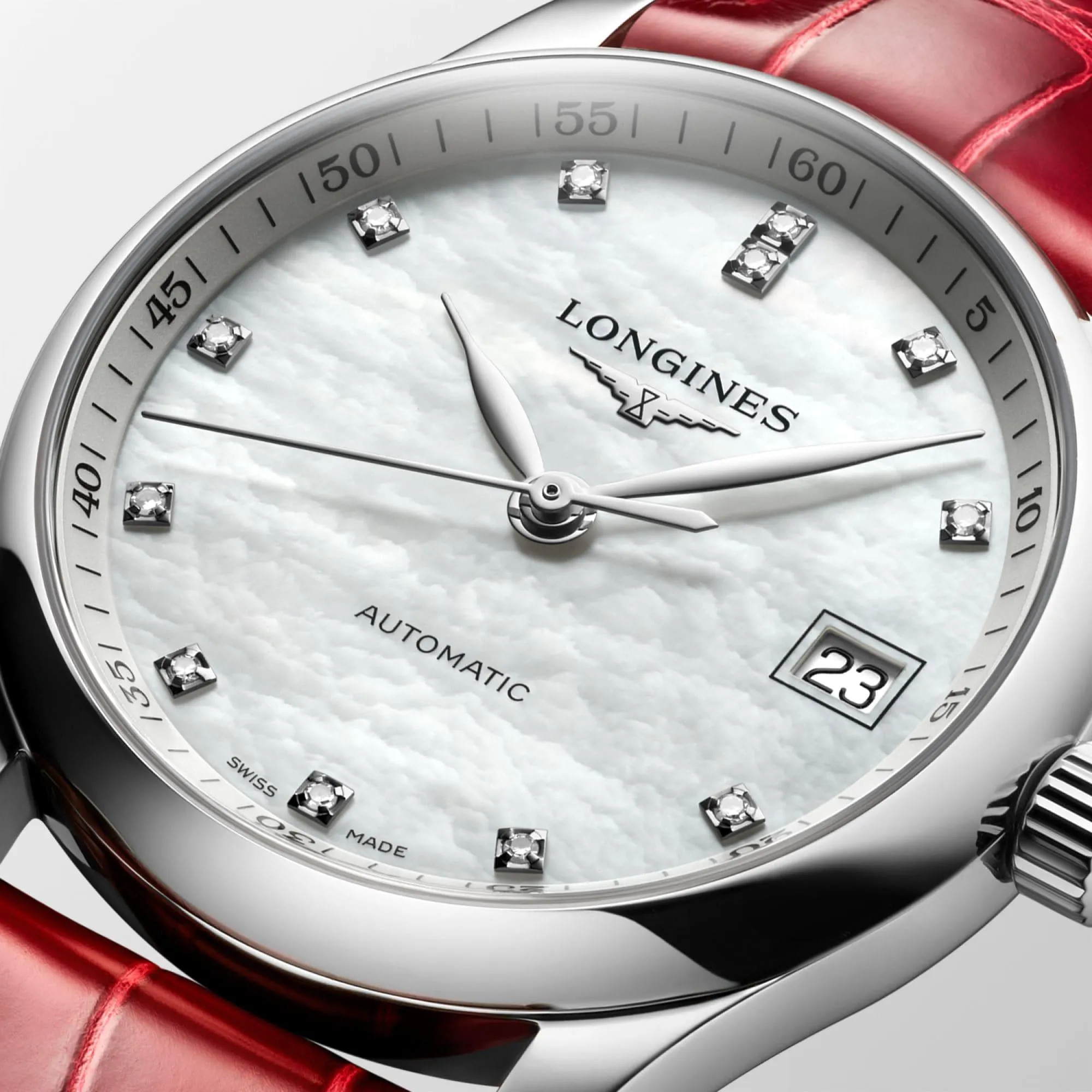 LONGINES MASTER COLLECTION 34MM MOTHER AUTOMATIC DIAMONITY STEEL L2.357.4.87.2