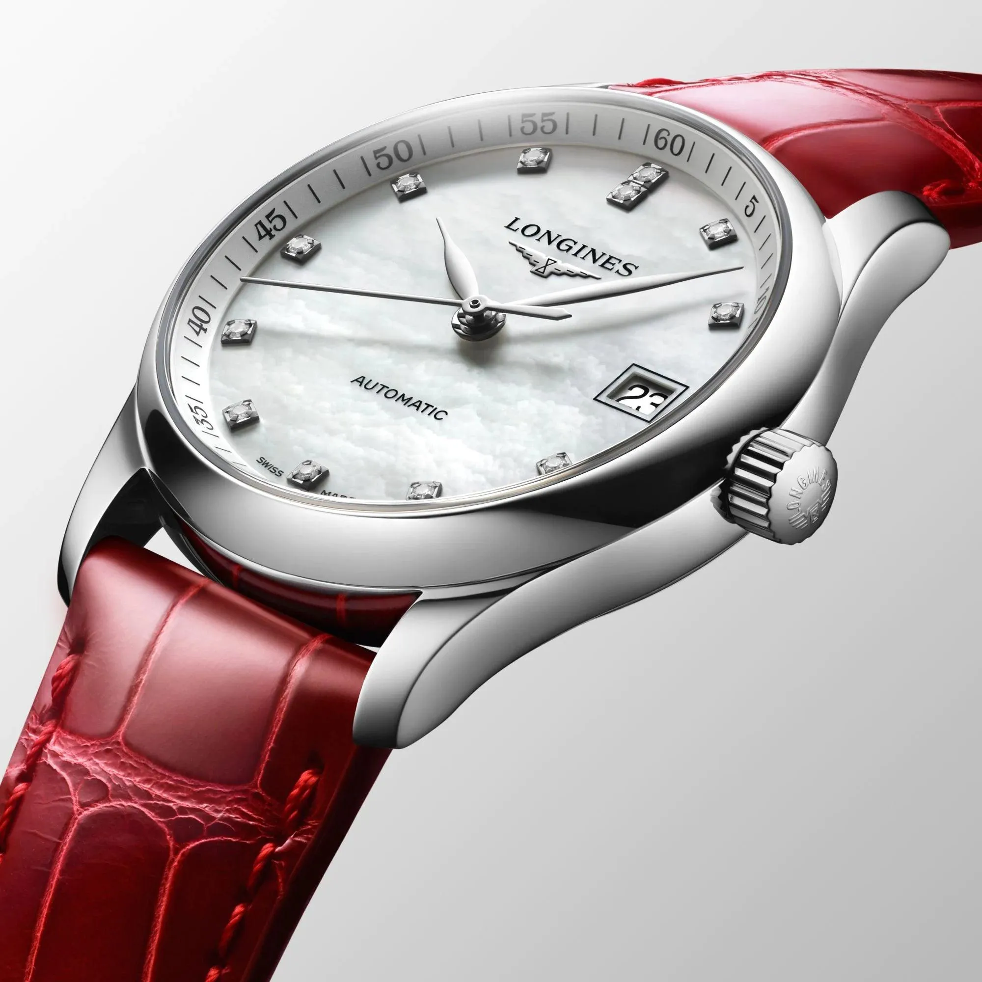 LONGINES MASTER COLLECTION 34MM MOTHER AUTOMATIC DIAMONITY STEEL L2.357.4.87.2