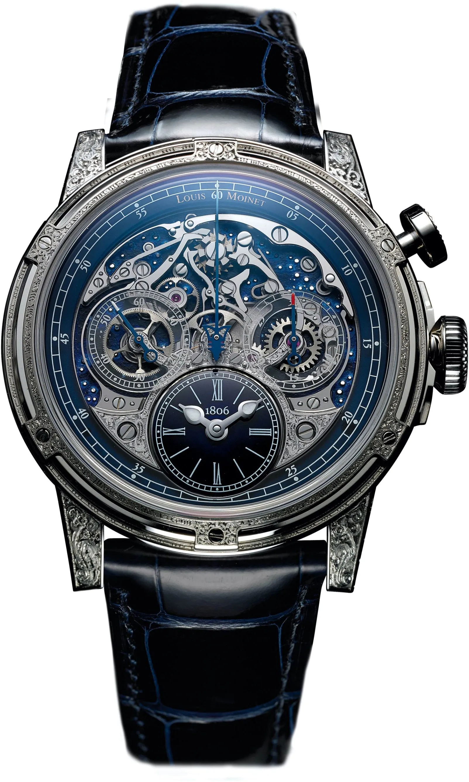 Louis Moinet MemOris Red Eclipse White Gold Hand Engraved Limited Edition Watch