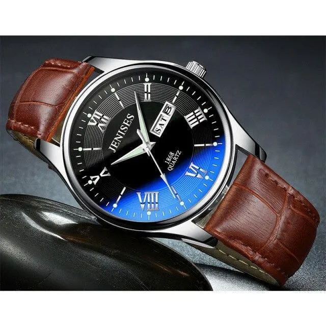 Luxury Black Men Watches Elegant Leather Strap Waterproof And Scratch Resistant Sports Wrist Watch For Mens