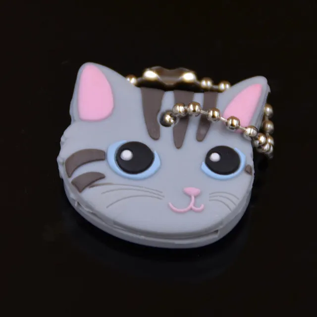 Lychee New Arrival PVC Cute Rabbit Pet Dog Cat Key Cover Cap Rubber Pug Key Chain Key Ring Men Women Unisex
