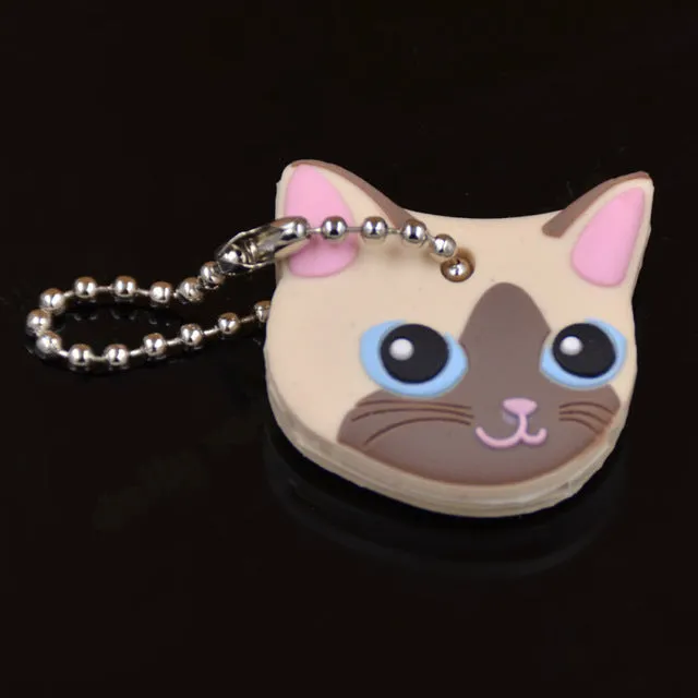 Lychee New Arrival PVC Cute Rabbit Pet Dog Cat Key Cover Cap Rubber Pug Key Chain Key Ring Men Women Unisex