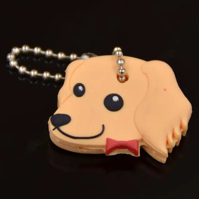 Lychee New Arrival PVC Cute Rabbit Pet Dog Cat Key Cover Cap Rubber Pug Key Chain Key Ring Men Women Unisex