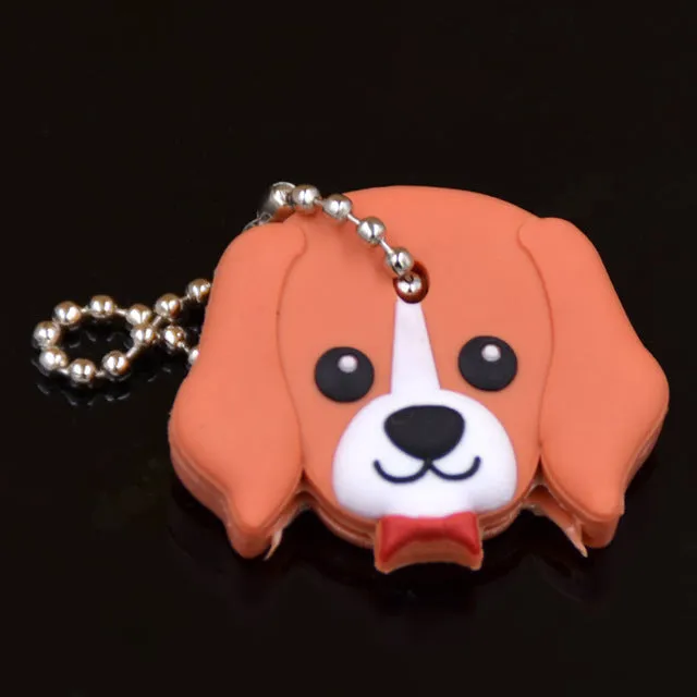 Lychee New Arrival PVC Cute Rabbit Pet Dog Cat Key Cover Cap Rubber Pug Key Chain Key Ring Men Women Unisex