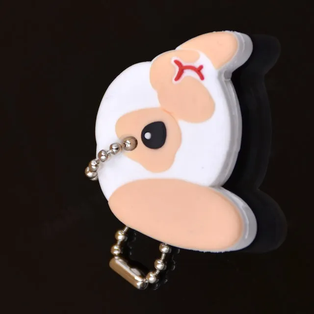 Lychee New Arrival PVC Cute Rabbit Pet Dog Cat Key Cover Cap Rubber Pug Key Chain Key Ring Men Women Unisex