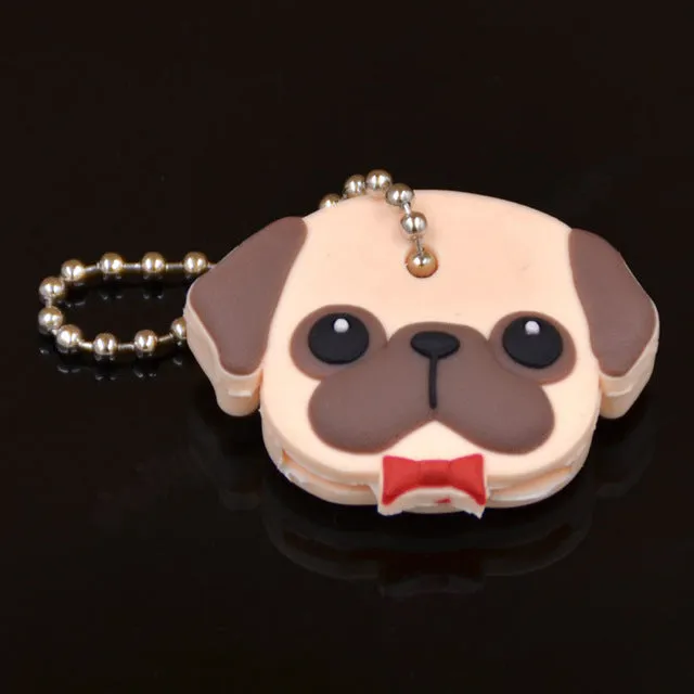 Lychee New Arrival PVC Cute Rabbit Pet Dog Cat Key Cover Cap Rubber Pug Key Chain Key Ring Men Women Unisex