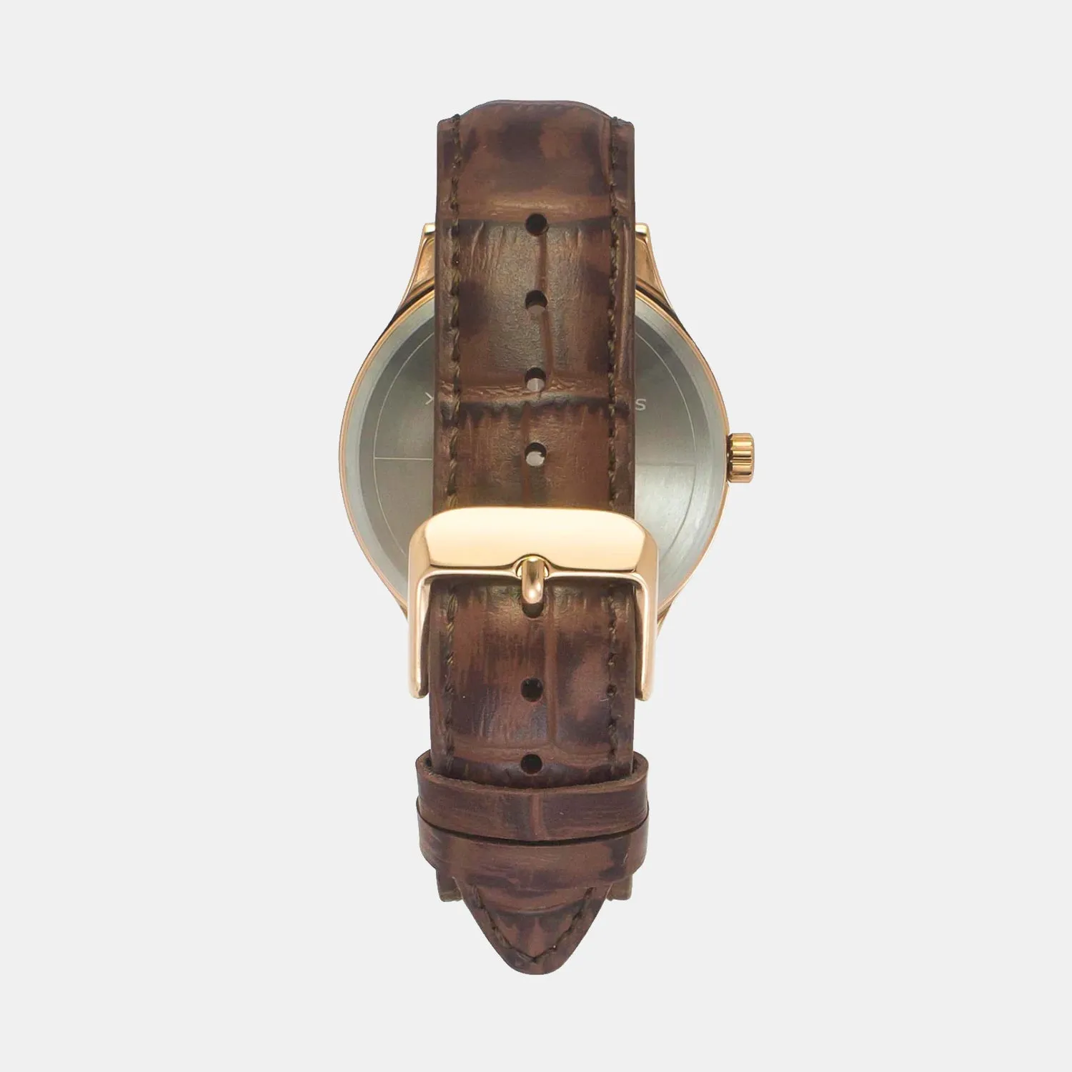 Men Quartz White Dial Multi-Function Leather Watch TWEG18433