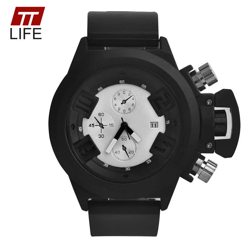 Men Watch Top Brand Luxury Sport Running Military Waterproof Wrist Watches Dual Time Decoration Three-Eye Man Watch Clock Men