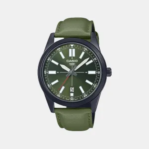 Men's Analog Leather Watch A1945 - MTP-VD02BL-3EUDF