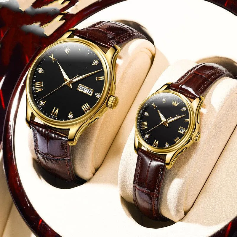 Men's And Women's Fashion Casual Diamond-set Waterproof Mechanical Watch