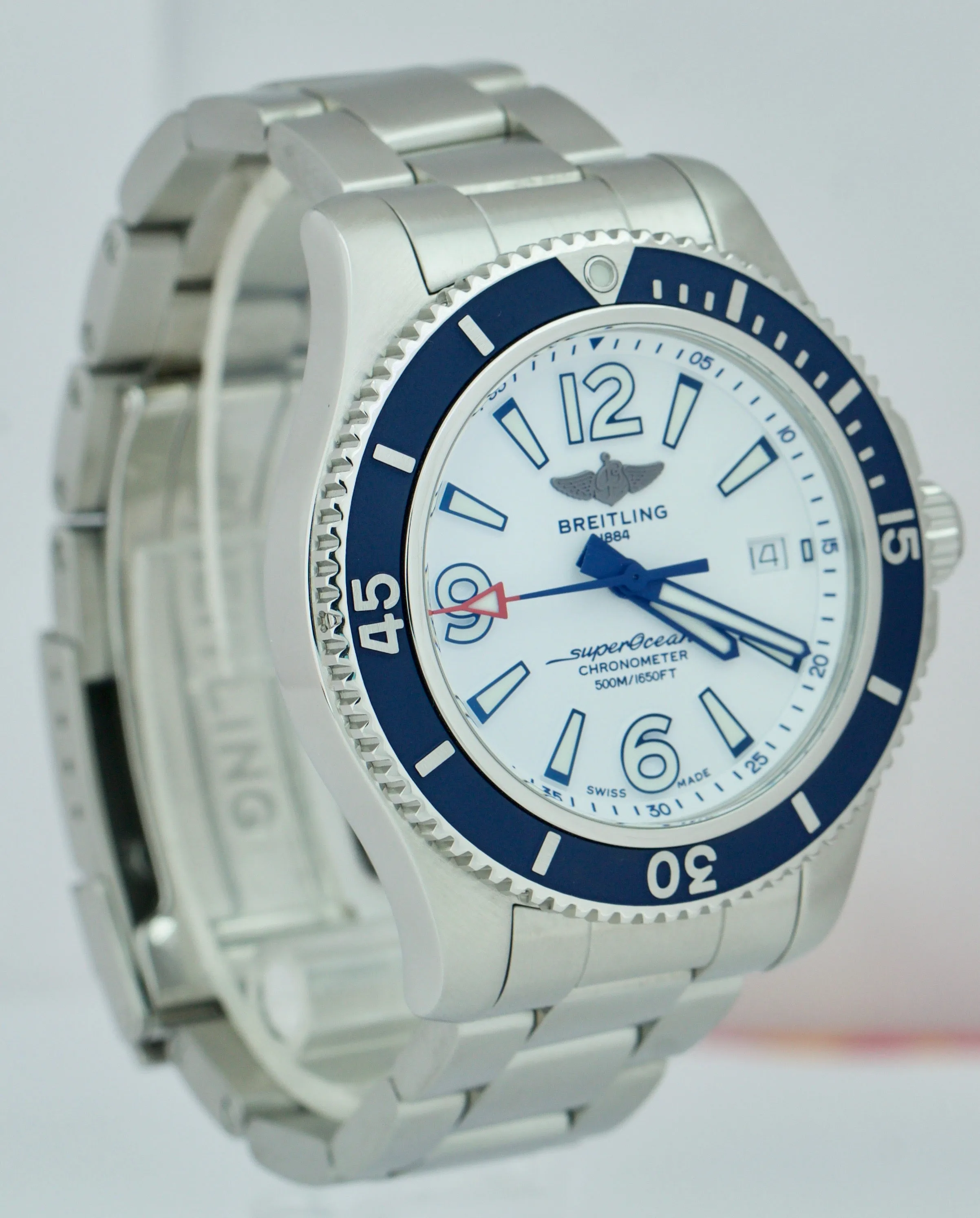 Men's Breitling SuperOcean II 42 Stainless Steel 42mm Blue White Watch A17366