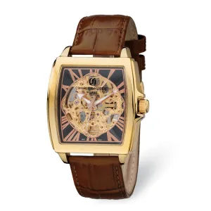 Men's Charles Hurbert I.P-Plated Skeleton Dial Watch stainless steel