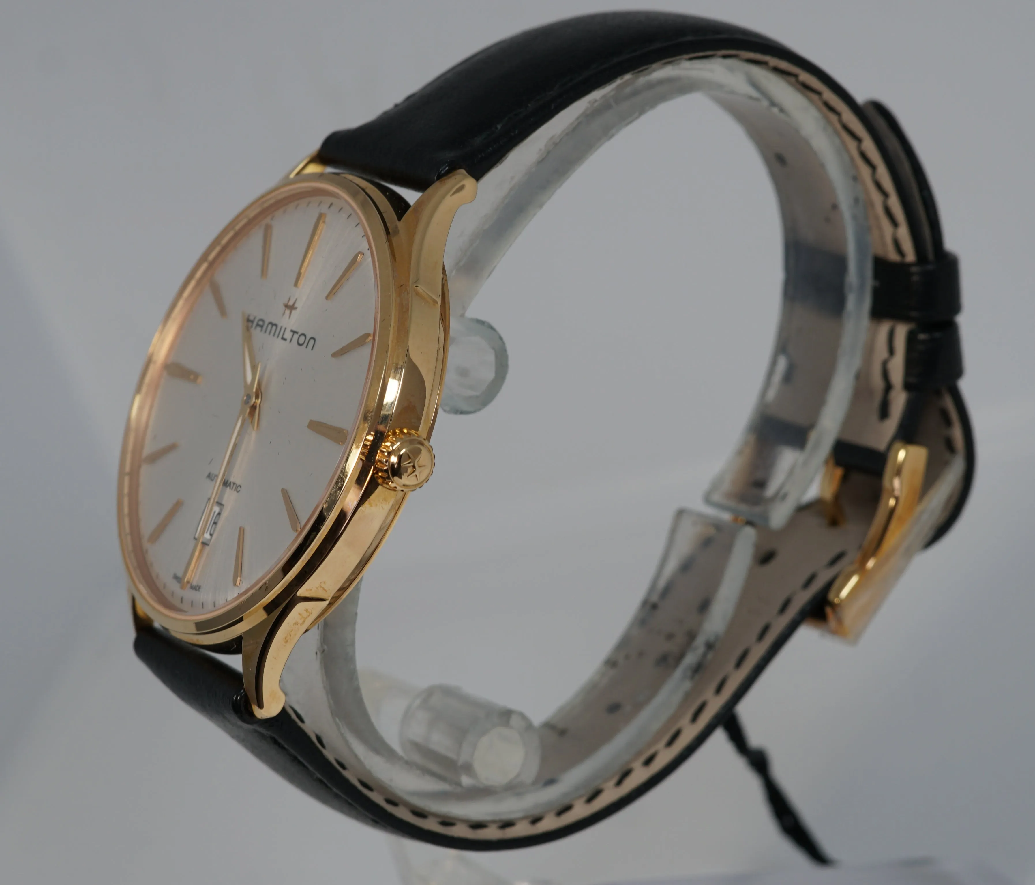 Men's Hamilton Jazzmaster Thinline 18K Rose Gold 40mm Silver H385450 Watch