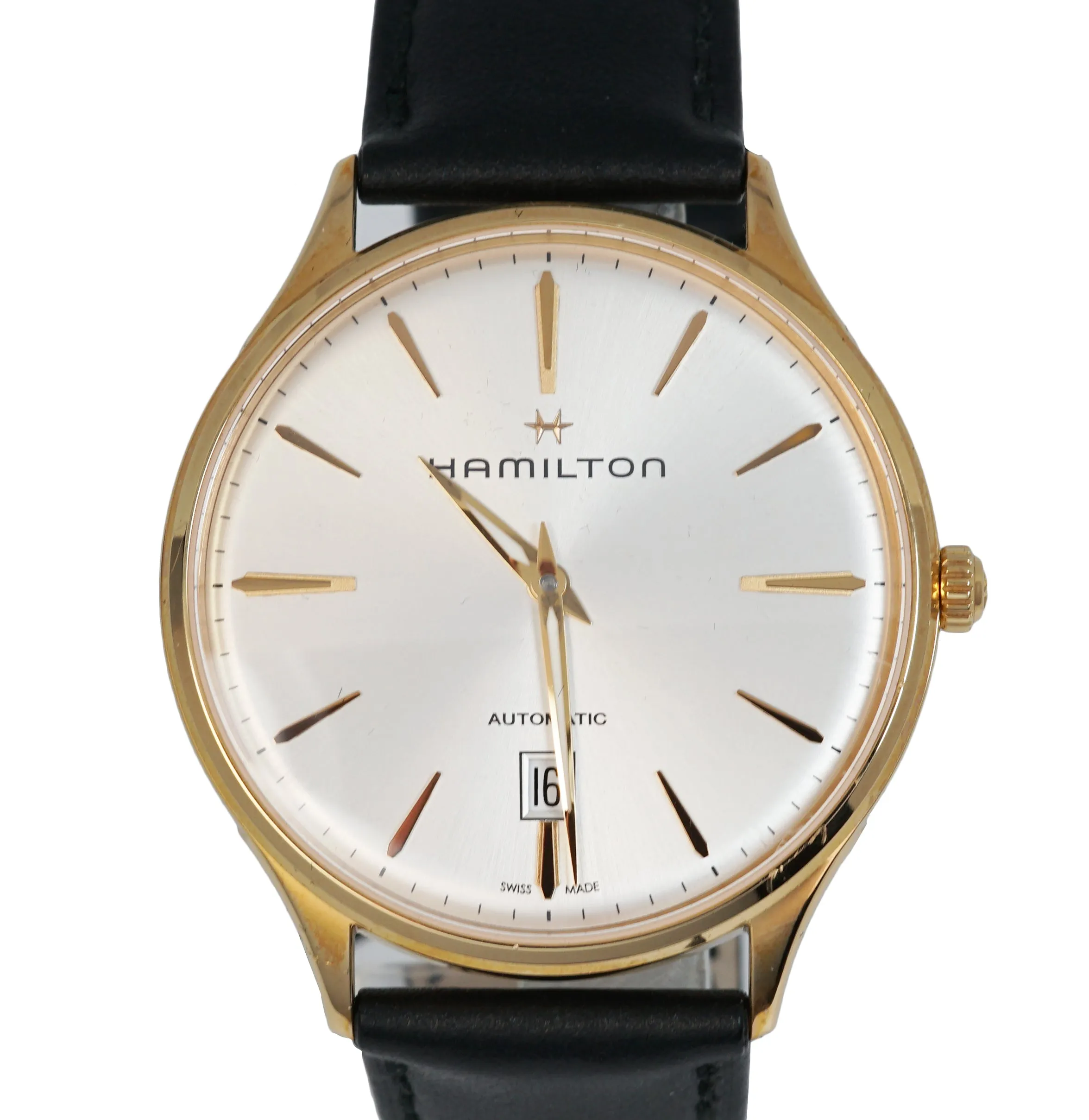 Men's Hamilton Jazzmaster Thinline 18K Rose Gold 40mm Silver H385450 Watch