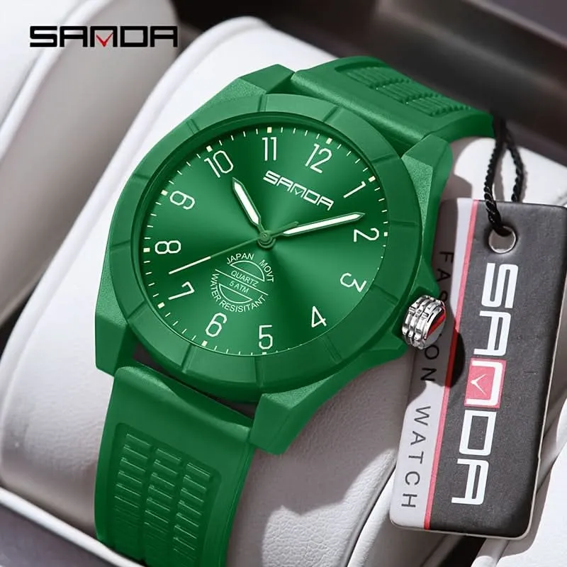 Men's Quartz Sports Watch - Water-Resistant, Stainless Steel Case