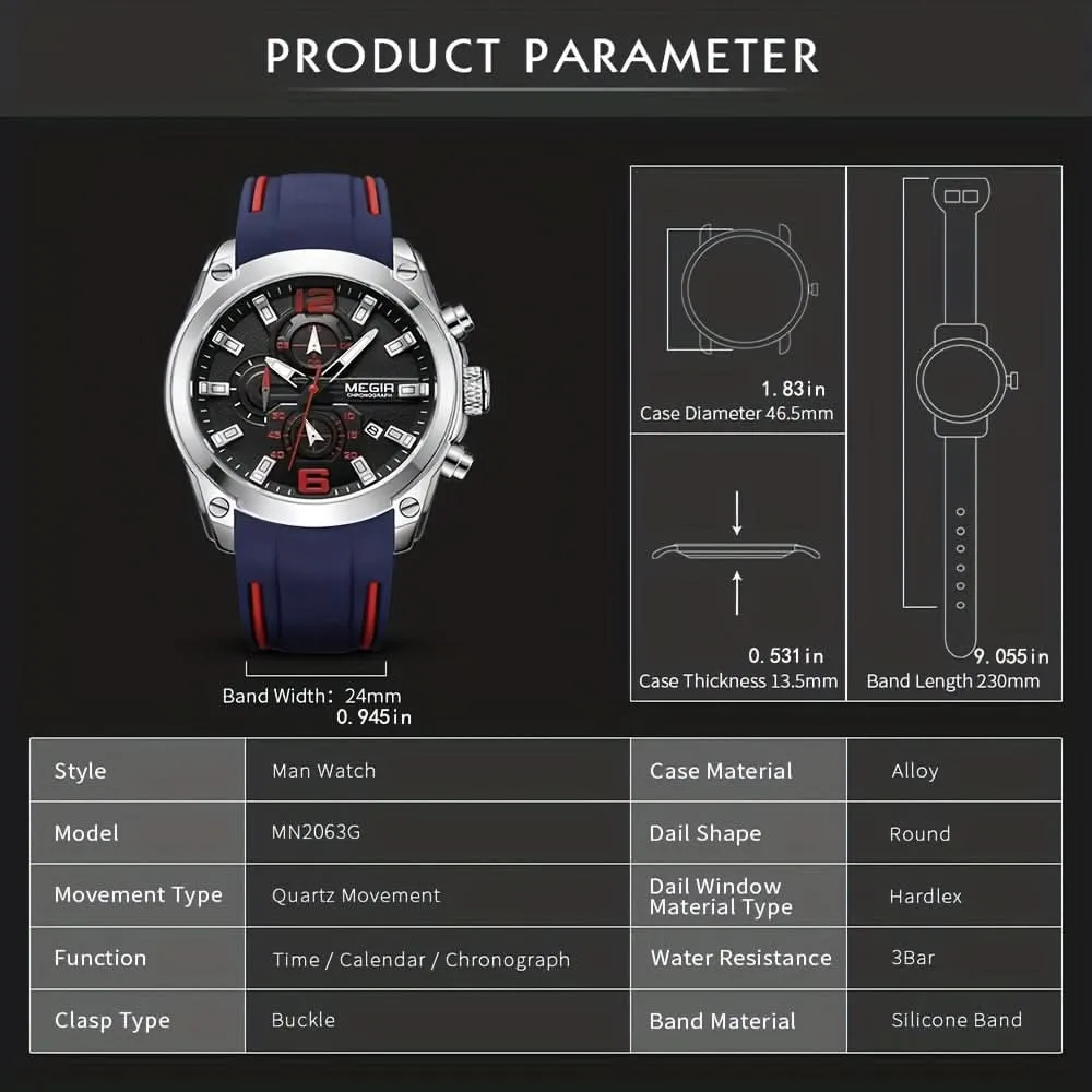 Men's Sports Watch - Luminous Waterproof Silicone Strap