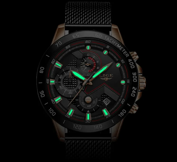 Men's Sports Waterproof Watch With  Stainless Steel Bracelet Unique Design Perfect Gift For Your Man