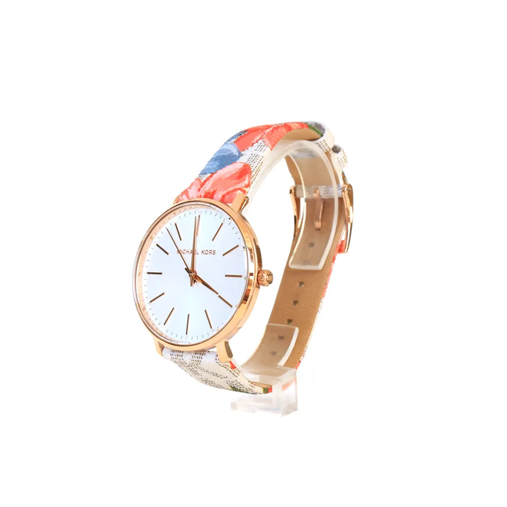 Michael Kors Pyper Three-Hand Multicolor Floral-Print Pvc Leather Strap