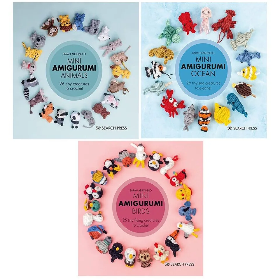 Mini Amigurumi Series Collecrion 3 Books Set by Sarah Abbondio Ocean, Birds
