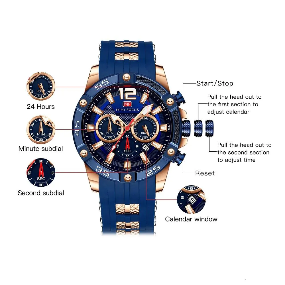 MINI FOCUS - Big Dial Chronograph Quartz Watch