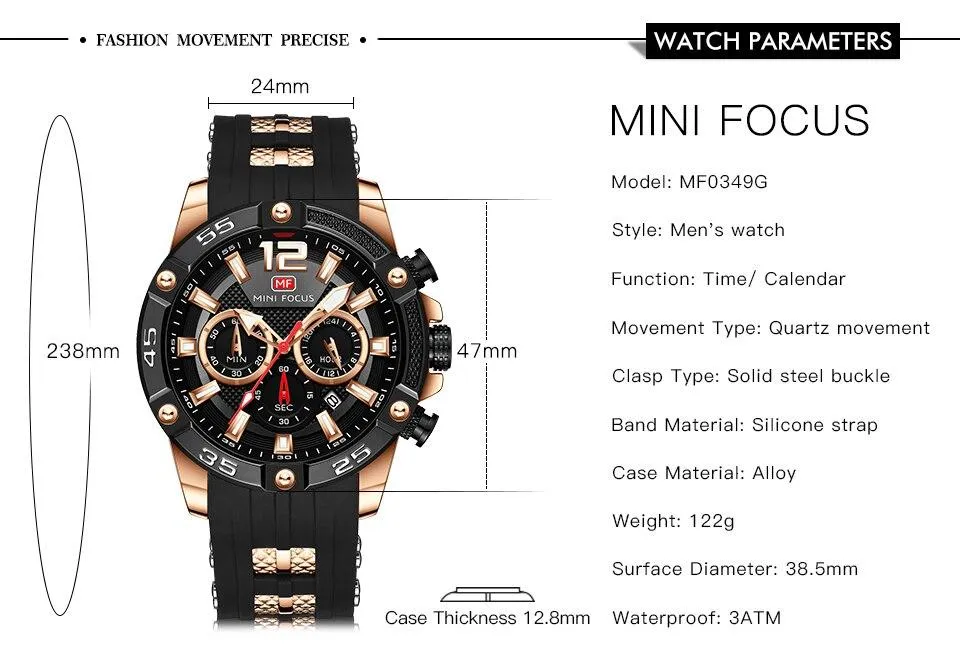 MINI FOCUS - Big Dial Chronograph Quartz Watch